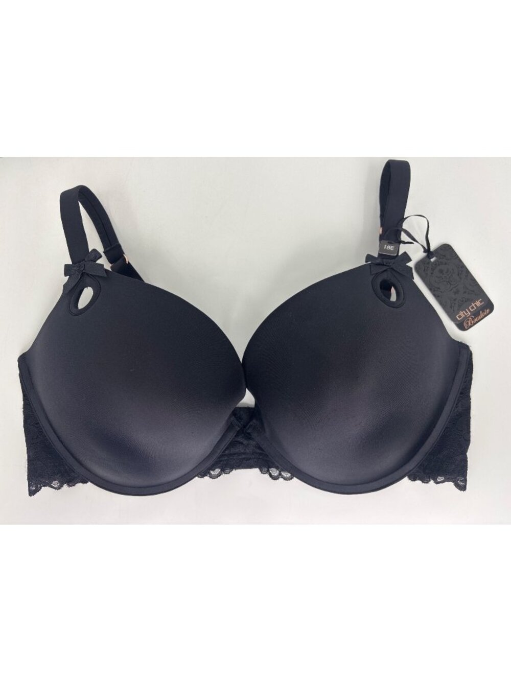 City Chic Mounia Push Up Lace Back Underwire Bra Black Size 40DDD New